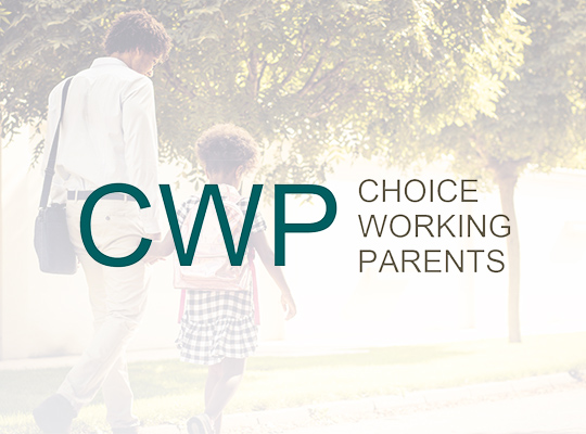 Choice Working Parents Logo and image of a father and daughter walking together
